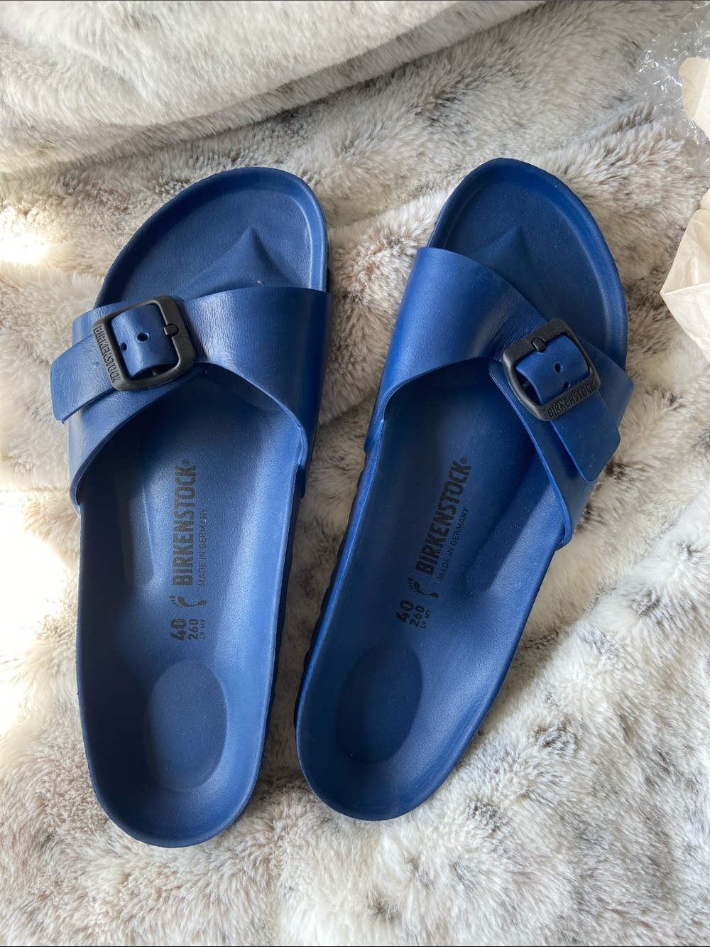 Birkenstock Blue EVA Single-Buckle Slides